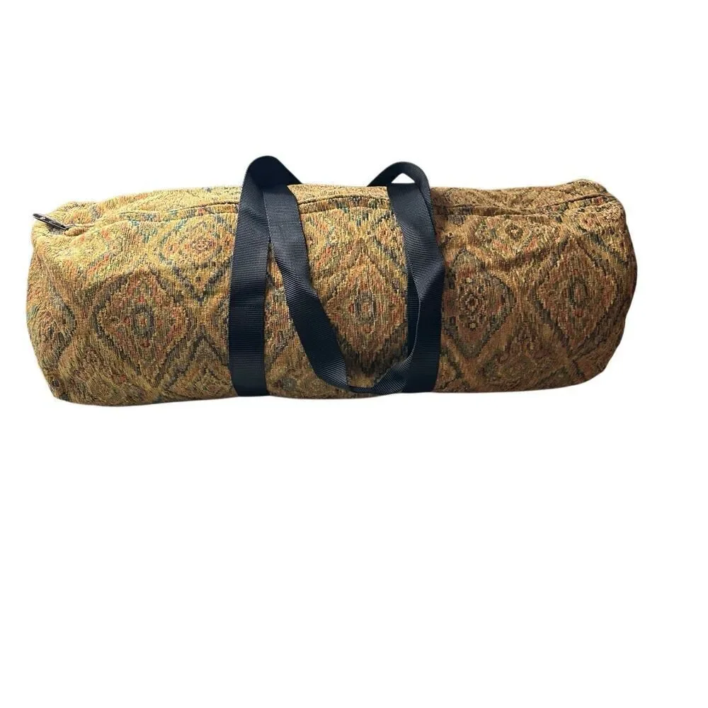 Alice Tapestries Women's Geometric Pattern Black Strap Travel Duffel Bag NWOT